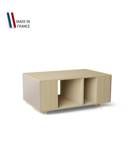 Table basse GRANDE LIGATIO Chêne Clair - Cachemire - Abricot