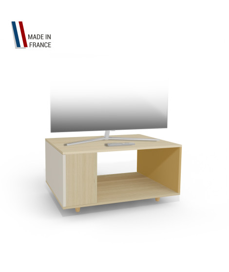 Meuble TV NEXIUM Chêne Clair - Porcelaine - Curry