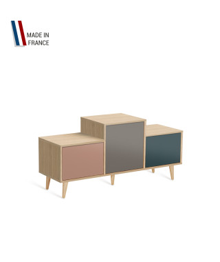 Meuble de rangement EX AEQUO - Chêne Clair - Abricot - Cubanite - Tropical - 127,5x60,5cm