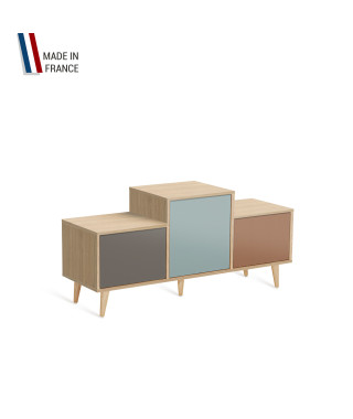 Meuble de rangement EX AEQUO - Chêne Clair - Cubanite - Curacao - Terracotta - 127,5x60,5cm