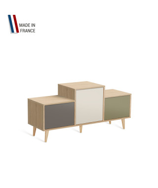 Meuble de rangement EX AEQUO - Chêne Clair - Cubanite - Porcelaine - Olive - 127,5x60,5cm