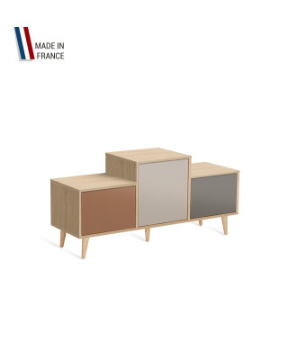 Meuble de rangement EX AEQUO - Chêne Clair - Terracotta - Cachemire - Cubanite - 127,5x60,5cm