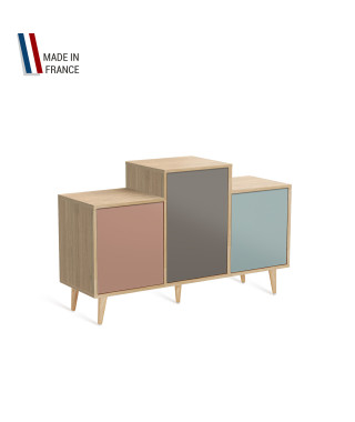Meuble de rangement GRAND EX AEQUO - Chêne Clair - Abricot - Cubanite - Curacao - 127,4x74,5cm
