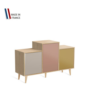 Meuble de rangement GRAND EX AEQUO - Chêne Clair - Cachemire - Abricot - Curry - 127,4x74,5cm