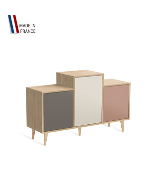Meuble de rangement GRAND EX AEQUO - Chêne Clair - Cubanite - Porcelaine - Abricot - 127,4x74,5cm
