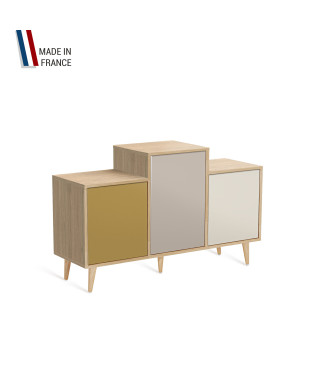 Meuble de rangement GRAND EX AEQUO - Chêne Clair - Curry - Cachemire - Porcelaine - 127,4x74,5cm