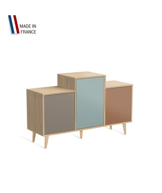 Meuble de rangement GRAND EX AEQUO - Chêne Clair - Sienne - Curacao - Terracotta - 127,4x74,5cm
