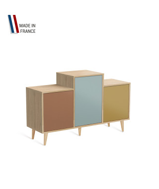 Meuble de rangement GRAND EX AEQUO - Chêne Clair - Terracotta - Curacao - Curry - 127,4x74,5cm