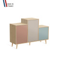 Meuble de rangement GRAND PODIUM - Chêne Clair - Abricot - Cachemire - Curaçao - 127,4x88,5cm