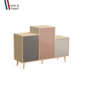 Meuble de rangement GRAND PODIUM - Chêne Clair - Cubanite - Abricot - Cachemire - 127,4x88,5cm