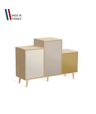 Meuble de rangement GRAND PODIUM - Chêne Clair - Porcelaine - Cachemire - Curry - 127,4x88,5cm