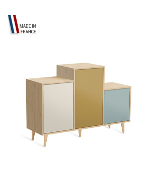 Meuble de rangement GRAND PODIUM - Chêne Clair - Porcelaine - Curry - Curacao - 127,4x88,5cm