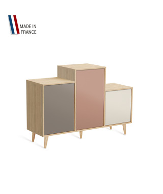 Meuble de rangement GRAND PODIUM - Chêne Clair - Sienne - Abricot - Porcelaine - 127,4x88,5cm