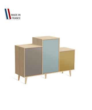 Meuble de rangement GRAND PODIUM - Chêne Clair - Sienne - Curacao - Curry - 127,4x88,5cm