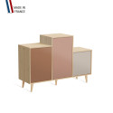 Meuble de rangement GRAND PODIUM - Chêne Clair - Terracotta - Abricot - Cachemire - 127,4x88,5cm