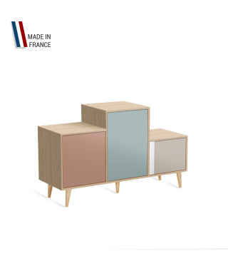 Meuble de rangement PODIUM - Chêne Clair -  Abricot - Curacao - Cachemire - 127,5x74,5cm