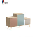 Meuble de rangement PODIUM - Chêne Clair -  Abricot - Curacao - Cachemire - 127,5x74,5cm