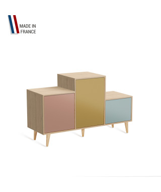 Meuble de rangement PODIUM - Chêne Clair -  Abricot - Curry - Curacao - 127,5x74,5cm