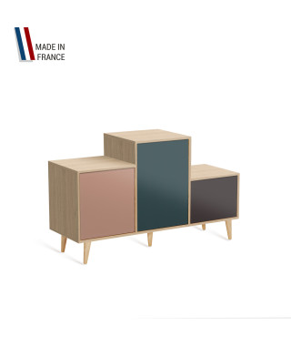 Meuble de rangement PODIUM - Chêne Clair -  Abricot - Tropical - Graphite - 127,5x74,5cm