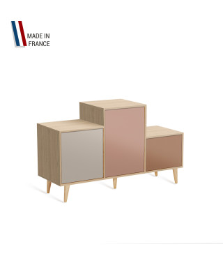 Meuble de rangement PODIUM - Chêne Clair -  Cachemire - Abricot - Terracotta - 127,5x74,5cm