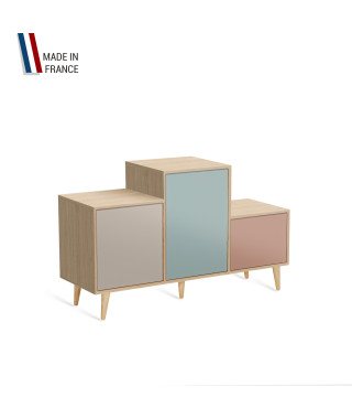 Meuble de rangement PODIUM - Chêne Clair -  Cachemire - Curacao - Abricot - 127,5x74,5cm