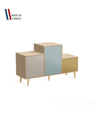 Meuble de rangement PODIUM - Chêne Clair -  Cachemire - Curacao - Curry - 127,5x74,5cm