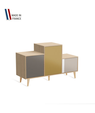 Meuble de rangement PODIUM - Chêne Clair -  Cubanite - Curry - Cachemire - 127,5x74,5cm
