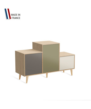 Meuble de rangement PODIUM - Chêne Clair -  Cubanite - Olive - Porcelaine - 127,5x74,5cm