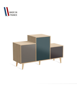 Meuble de rangement PODIUM - Chêne Clair -  Cubanite - Tropical - Graphite - 127,5x74,5cm