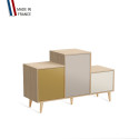Meuble de rangement PODIUM - Chêne Clair -  Curry - Cachemire - Porcelaine - 127,5x74,5cm