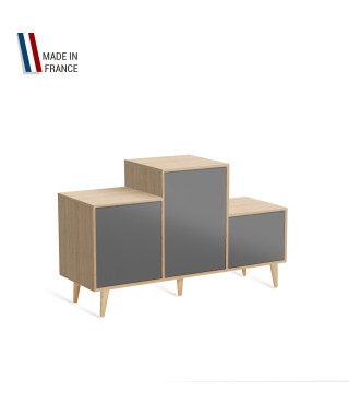 Meuble de rangement PODIUM - Chêne Clair - Gris - - 127,5x74,5cm