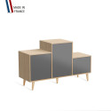 Meuble de rangement PODIUM - Chêne Clair - Gris - - 127,5x74,5cm