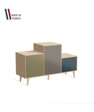 Meuble de rangement PODIUM - Chêne Clair -  Olive - Cubanite - Tropical - 127,5x74,5cm