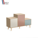 Meuble de rangement PODIUM - Chêne Clair -  Porcelaine - Abricot - Curacao - 127,5x74,5cm