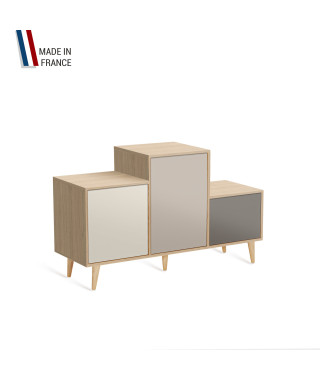 Meuble de rangement PODIUM - Chêne Clair -  Porcelaine - Cachemire - Cubanite - 127,5x74,5cm