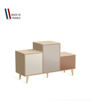 Meuble de rangement PODIUM - Chêne Clair -  Porcelaine - Cachemire - Terracotta - 127,5x74,5cm