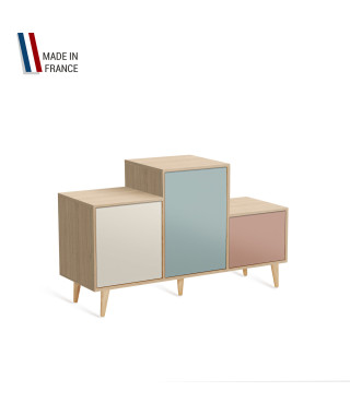 Meuble de rangement PODIUM - Chêne Clair -  Porcelaine - Curacao - Abricot - 127,5x74,5cm
