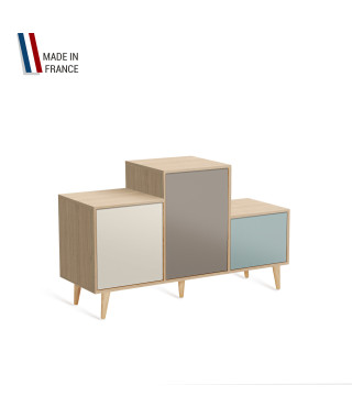 Meuble de rangement PODIUM - Chêne Clair -  Porcelaine - Sienne - Curacao - 127,5x74,5cm