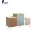 Meuble de rangement PODIUM - Chêne Clair - Terracotta - Curacao - Cachemire - 127,5x74,5cm