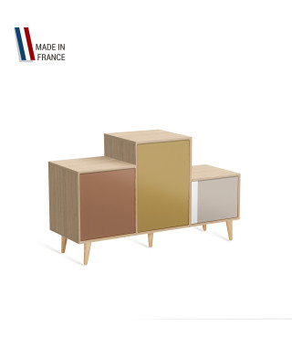 Meuble de rangement PODIUM - Chêne Clair - Terracotta - Curry - Cachemire - 127,5x74,5cm