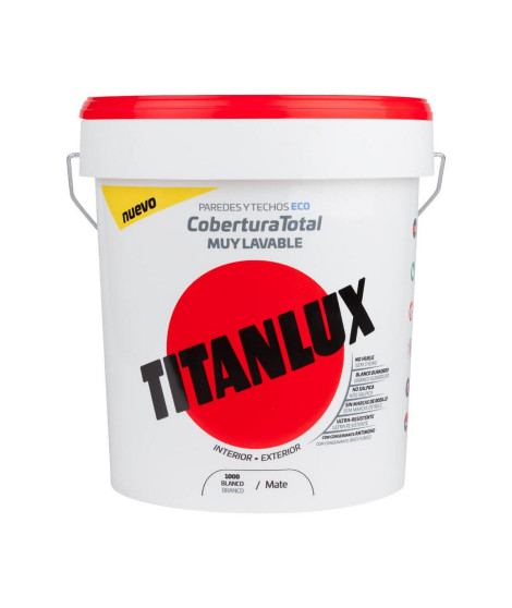 Peinture acrylique Titan 06t100005 Plafond Paroi Lavable Blanc Mat 4 L
