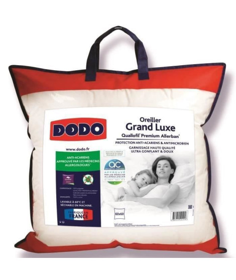 Occasion - DODO Oreiller grand luxe Quallofil Allerban 60x60 cm blanc