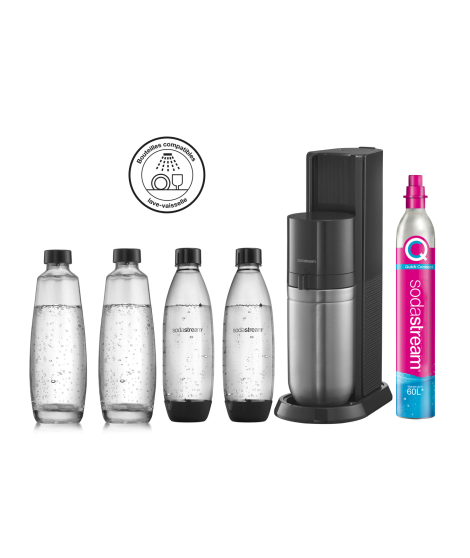 Machine à soda et eau gazeuse Sodastream DUO Noire + 2 carafes + 2 bouteilles