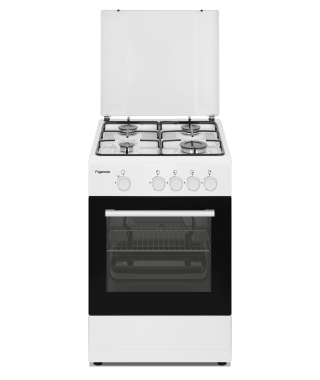 FRIGEAVIA - FRCFG54W - Cuisinière gaz - 4 foyers - Four Gaz 49L - Nettoyage catalyse - Convection naturelle
