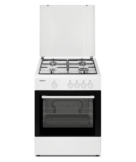FRIGEAVIA - FRCFG64W - Cuisinière gaz 60cm - 4 foyers - Four Gaz 63L - Nettoyage catalyse - Convection naturelle