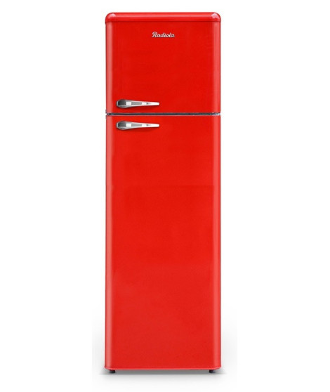 RADIOLA - RARDP260RV - Réfrigérateur 2 portes Vintage - 258 L (206+52) - Froid statique - Clayettes verres - Rouge