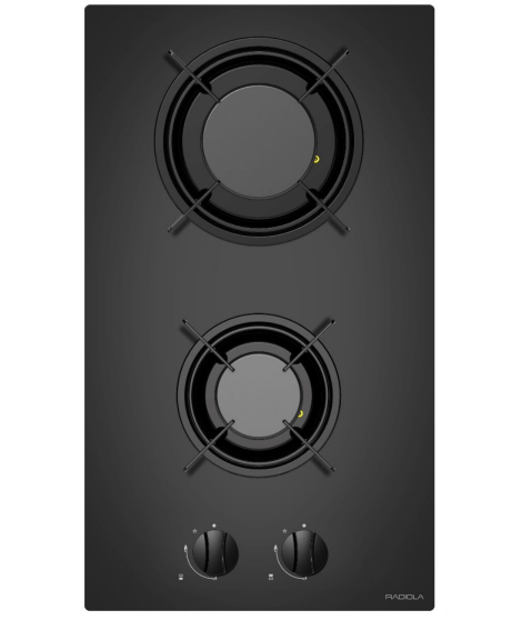 RADIOLA - RATG302N - Plaque de cuisson Gaz - 2 Foyers - Sabaf - Acier émaillée - Allumage 1 main - Largeur(30cm) - Noir