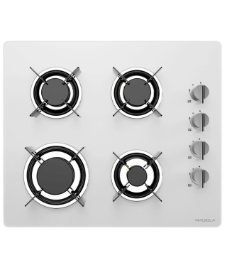 RADIOLA - RATG4B - Plaque de cuisson Gaz - 4 foyers - Largeur (60cm) - Allumage 1 main - Blanc