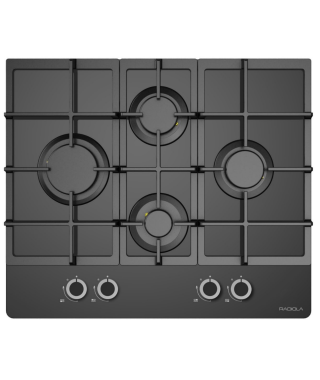 RADIOLA - RATG64ETN - Plaque de cuisson Gaz - 4 Foyers - Grille en fonte - Largeur (60cm) - Allumage 1 main - Noir