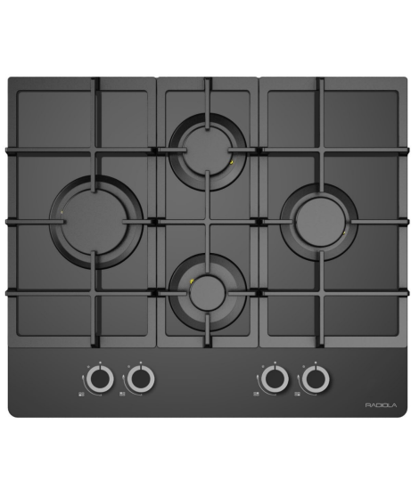 RADIOLA - RATG64ETN - Plaque de cuisson Gaz - 4 Foyers - Grille en fonte - Largeur (60cm) - Allumage 1 main - Noir